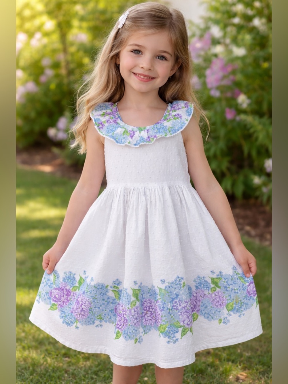 Tommy Bahama White and Purple 🪻Floral Kids Dress Size 8